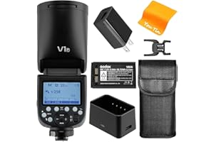 Godox V1-F Flash Fotocamera Testa Rotonda TTL Speedlite HSS 1/8000S 2.4G X Wireless HSS 76Ws Flash Speedlight con Batteria Li-on Alimentato per Fuji Fujifilm DSLR