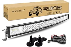 SKYWORLD 42 pulgadas 540W Barra led curvada con arnés de cableado y iman soporte, largo alcance barras luminosas led para off road camión coche ATV SUV 4x4 todoterreno barco