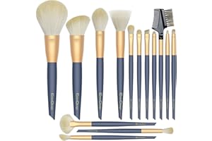 Brochas de Maquillaje EmaxDesign 15 pcs Juego de brochas de maquillaje profesional Premium Sintético Pinceles de maquillaje para Fundación Sonrojo Ocultadora Polvo Líquido Crema