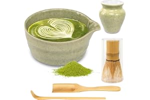 GOSHIES Matcha-teset 5 stycken med matcha-skål, visp, spade, kvast, kvasthållare och visk-set