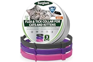 SURGLAM Collier Anti Puces Chat, Collier Anti-Puces et Anti-Tiques pour Chats, Collier Antiparasitaire Chat, 24 Mois Protection Collier Puce Chat, Naturel Chat Collier Traitement Contre Puces et Tiques-N-V-R