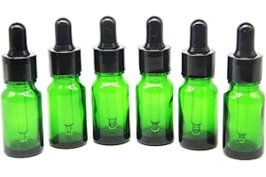Yizhao Green Glass Dropper Bottles 10ml, with Glass Pipette Dropper, for Essential oil, Aromatherapy, Laboratory, Massage, Makeup, Mixing, Travel– 12Pcs