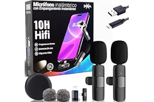 Nyxia® 2 Pack Microfono Inalambrico | Micrófono Solapa Wireless | Plug&Play, para iPhone Android iPad PC | Reducción de Ruido | Sonido Profesional | Movil Streaming Youtube TikTok Instagram Podcast
