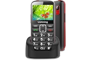 ukuu Unlocked Senior Phone, Dual SIM Free Basic Mobile Phone, 2.4" LCD Display Big Button Mobile Phone for Elderly with SOS Button | Speed Dial | 1000mAh | Torch Side Buttons | Charging Dock - Black