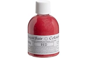 SUGARFLAIR COLOURS Sugarflair Red Edible Glitter Sugar Sprinkles - for Cake Decorating, Sprinkle on Cakes, Cupcakes Treats, Desserts Ice Cream and Deserts - 100g
