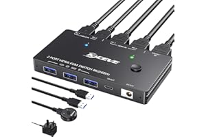 YOUTINGHDAV KVM Switch 2 Computers 1 Monitor 8K@60Hz, USB 3.0 KVM Switch HDMI 2 Port 4K@120Hz HDCP 2.3 HDMI 2.1, HDMI and USB Switch Share Keyboard Mouse, with Wired Remote and 2 USB Cable