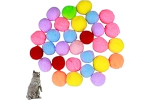 NATUCE 30PCS Katze Spielzeug Bälle 3CM, elastischer Ball, Bunte Pompom, Flauschigen Plüsch Bälle, Bommel,Kätzchen Spielzeug Flaumige Kugeln, Katzenspielzeug Ball coloréés für Katze Hunde Kitty