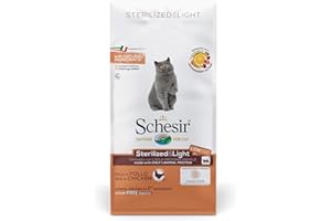 Schesir, Cibo Secco per Gatti Adulti Sterilizzati o in Sovrappeso Linea Light al Gusto Pollo, Crocchette - Formato Sacco da 10 kg