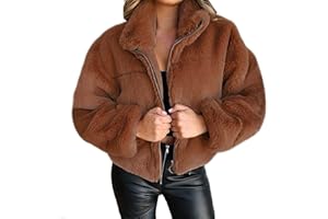 KeYIlowys Giacca da Donna in Peluche con Cerniera in Pelliccia Sintetica Autunno E Inverno in Pelliccia di Coniglio