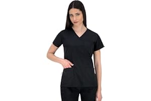 B-well Andrea Casacca Medico Donna Divisa Infermiere Donna a Maniche Corte Divise Sanitarie Casacca da Donna con Scollo a V e 2 Tasche