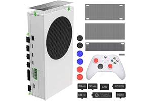 GAMSURFING For Xbox Series S Dust Cover, Accessories with 4 Dust Covers and 7 Silicone Plugs,6 Thumb Grip Caps, for Xbox Series S White and Black Console Accessories