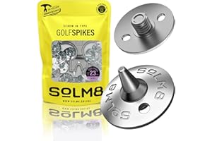 SOLM8-Metal Cleats Replacement For Golf and Cricket Shoes with Steel Spikes, Screw Type Metal Threading - With Spanner