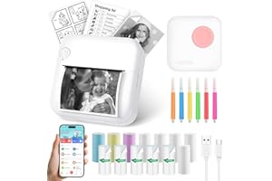 GuKKK Mini-Fotodrucker, Thermodrucker, tragbarer Sofortbilddrucker, Mini-Fotodruck vom Handy, Thermo-Bluetooth mit USB-Ladegerät, für Notizen, Tagebuch, Liste (Rosa)
