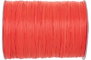 Glorex 603-Rafia, Rafia Opaca in Rotolo, Rosso Corallo-per l'artigianato, la Decorazione o per composizioni Floreali, Bouquet e Altri lavori di floricoltura, Colore Coral Red, (100 M) EU, 6 9400 603