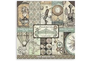 Stamperia International, KFT Stamperia-Mini Scrapbooking Pad-Voyages Fantastiques, multicolore, 20,3 x 20,3 cm