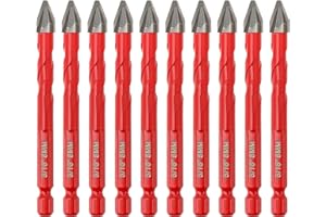 FOCSTOL Set Punte Trapano a Secco - Set Punte in Carburo con con Codolo Esagonale a Cambio Rapido per Legno Plastica Ceramica Piastrelle Materiale Morbido 10 pezzi 8mm