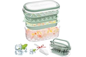 Eiswürfelform mit Deckel Eiswürfelbehälter Kugel&Quadrate Ice Cube Tray 54 Stück Eiswürfel Fiambrera Einfachen Lösen und BPA-frei Perfekt für Cocktails/Whisky/Tee/Kaffee(Grün)