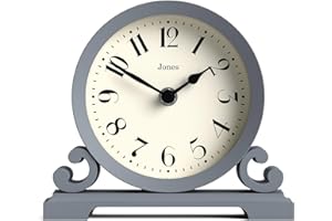 Jones Clocks® Saloon mantel clock | Traditional double scroll design | French Navy | Contemporary classic style for desk, table, shelf or bedside