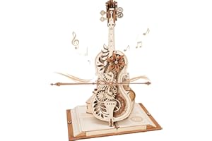 ROBOTIME Puzzle 3D en Bois pour Adultes - Boîte à Musique Violoncelle - Kit de Maquette d'engrenage de Construction - Décoration Exquise Cadeaux