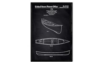 Nacnic Poster con patente de Kayak 1. Lámina con diseño de patente antigua en tamaño A3 y con fondo negro