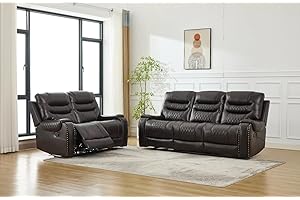 GENERIC Nora Leather Recliner Sofa 3+2 Seater Set Brown - 3 and 2 Seater Manual Recliner Couch - Leather Sofa (Brown, 3+2 Seater)