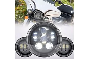 SKUNTUGUANG Faro LED da 18 cm, 2 fari fendinebbia da 11,4 mm, per moto Harley Davidson Road King 18 cm (1 set)