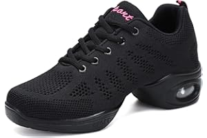 RHSMQ Scarpe da Ballo Femminile Adulto Adulto Quattro Stagioni in Stile Maglia Cuscino d'Aria Traspirante Morbido Fondo Moda Sport Tempo Libero Jazz Hip Hop Quadrata Danza Moderna Danza(41, Black)