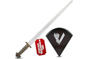 KOSXBO Schwert der Könige - Wikinger - Deko Schwert 101 cm - Königsschwert von Vikings - Ragnar Lothbrok und Björn - Ink. Wandhalterung aus Holz - Sword of Kings Viking