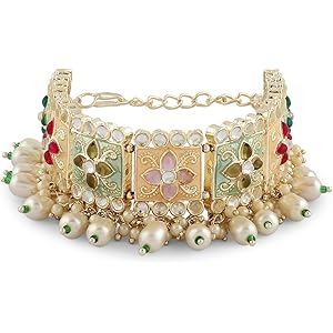 ZAVERI PEARLS Multi Colour Enamel Kundan & Beads Ethnic Bracelet For Women-ZPFK16769
