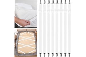 Farerkass Lot de 8pcs Tendeur Drap Housse Élastique, Attache Drap Housse, (35-130cm) Tendeurs de Drap Ajustables avec Clips Métalliques, pour Lit Ou Canapé d'angle, Fauteuil Sièges Coussin, Matelas