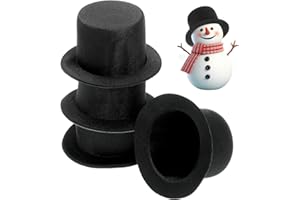 Warmhm 4 StüCk Mini-Zylinder Schwarze Miniatur-PuppenhüTe Bezaubernde Zylindrische Weihnachtszylinder Dekorative Zylindrische SchneemannhüTe Mini-BastelhüTe FüR DIY-PuppenzubehöR