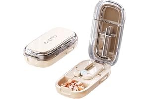 Dzmuero Cortador de pastillas, Partidor de pastillas, Cortador pastillas, Compacto y portátil, 1 dividido en 2, 1 dividido en 4, Cortador de medicamentos multifuncional, Caja de medicamentos (Blanco)