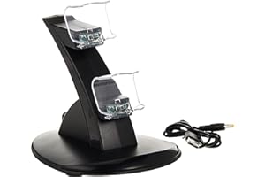 Dual Charger with USB LED Dock Station Charging Stand for Playstation 4 for PS4 Controller- BLACK
