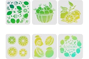 FINGERINSPIRE 6pcs Pochoirs de Citron d'été, 20x20cm, Pochoirs de Peinture de Citron pour Ferme, Modèle de Bienvenue de Manoir de Citron pour Peinture sur Bois, Mur, Sol et Carrelage