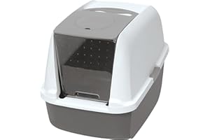 Catit 50702 Katzentoilette mit Abdeckung, 46 x 41,5 x 54,5cm, Weiss/Grau (Produkt kann variieren)