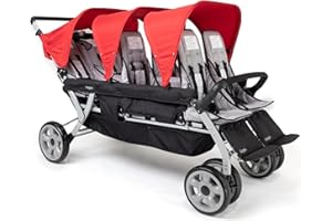 GAGGLE - Jamboree | Passeggino a 6 posti, rosso | Passeggino a 6 posti, pieghevole, facile da riporre - da 6 mesi a 4 anni - Imbracatura regolabile a 5 punti | Seggiolini regolabili | Parasole per
