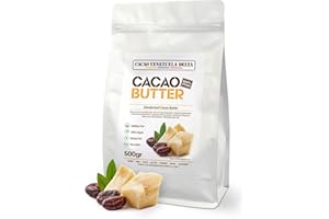 Manteca De Cacao 100% - Tipo Desodorizada - Uso alimentario y cosmética - Bolsa 500g - Calidad Extra - Cacao Venezuela Delta