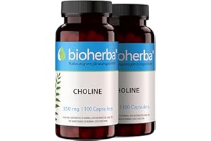 Choline 350 mg – 200 Capsules by BIOHERBA | Nutrient for Lipid Metabolism and Cellular Function