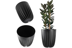 KADAX Doniczka z tworzywa sztucznego z naturalnymi materiałami, nowoczesna donica na rośliny z geometrycznym wzorem, okrągła donica na kwiaty z wkładką, naturalna donica na kwiaty, wysoka donica (Ø 30