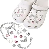 HTTDSLF 13 Pieces Shoe Charms, Removable Charms with Crystals and Pearls, Shoe Charms for Clog Sandals for Children's Birthda