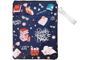 MIVITOOM Bücher sind Magie Buchhülle mit Reißverschluss und Vordertasche, 11X 8,6 Zoll, Buch Liebhaber Geschenk, Wasserdichtes Gewebe