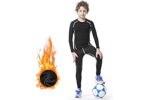 DreiWasser Thermounterwäsche Kinder Skiunterwäsche Winter Set Kinder Atmungsaktiv Funktionswäsche Set Fußball Junge Sportunterwäsche Sets für Training Skifahren Radsport Thermounterhose für Kind