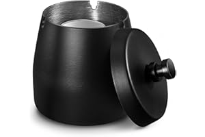 Zeawavsl Cendrier Extérieur Inoxydable Coupe-vent Avec Couvercle - Noir pour Intérieur et Extérieur