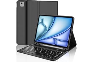 JADEMALL Clavier iPad Air 13 Pouces (M3/M2) 2024/2025, Coque Clavier pour iPad Air 13 Pouces (M3/M2) 2025, AZERTY Français Clavier Magnétique Détachable Bluetooth, Noir