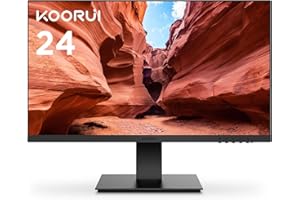 KOORUI 24 Inch FHD Monitor, Ultra-slim Bezels, 75Hz, VA Display, 5ms, Low Blue Light, 75 x 75 mm VESA Mountable, Adjustable Tilt, Black (1920 x 1080, HDMI/VGA)