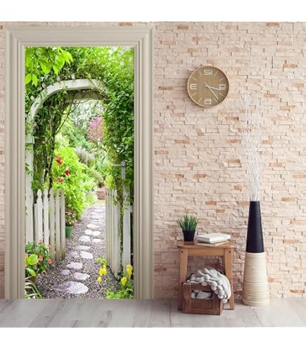 Sticker Pour Porte Forêt Tropicale - Tropical - Jungle - Arbres - Plantes - 95x235 Cm