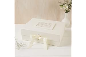 ANGEL & DOVE Large A4 Ivory Memory Keepsake Box for Funeral, Wedding, Sympathy Gift, Travel, Baby