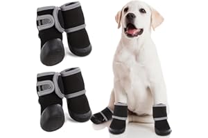 PUMYPOREITY 4 Stück Hundeschuhe wasserdichte, Pfotenschutz Hundestiefel rutschfeste Sohle Hundeschnee Stiefel Winter mit Reflektierendem Klettverschluss für Hund Sport im Freien Winter & Sommer(Schwarz, XL)