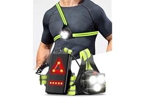 Victoper Luci di marcia per corridori, 3 luci LED luminose USB per corridori petto rotazione 120 ° 3 modalità luce da corsa riflettente impermeabile torcia LED per cane camminare jogging campeggio