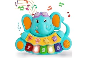 TOEY PLAY Baby Piano Toys 12+ Months, Musical Toys for 1 Year Old Boys Girls, Elephant Piano Keyboard with Game Mode, Early Learning Interactive Toy Gifts for Toddlers